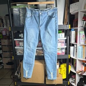 LOFT Women's Distressed Light Blue Skinny Jeans